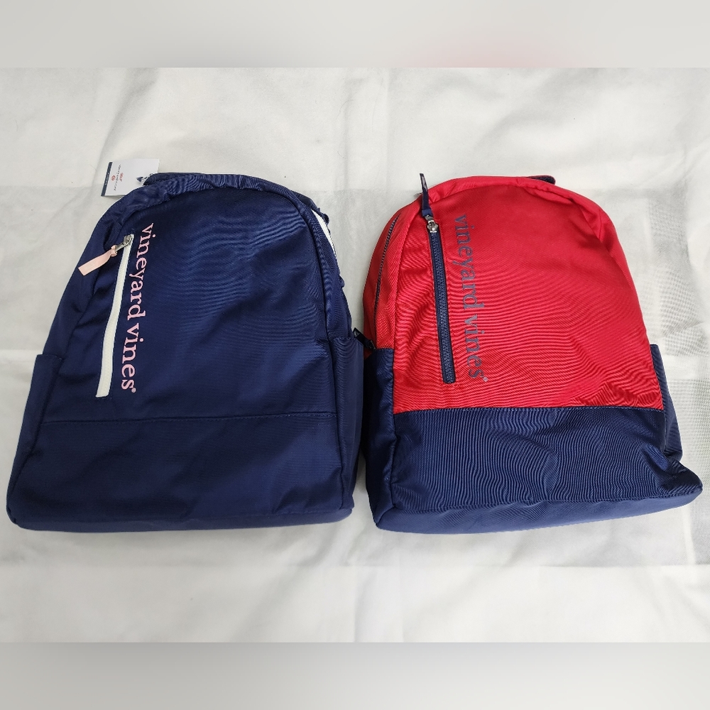 NWT Vineyard Vines Bundle of 2 lap top Back packs Red and Blue